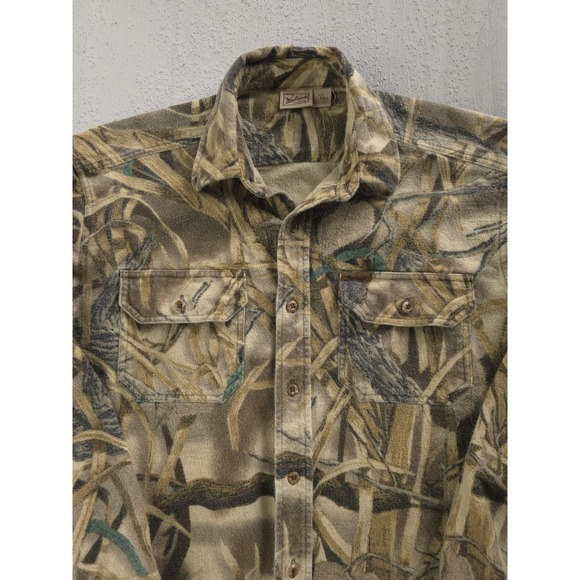 Woolrich Tree Bark Camouflage Cotton Button-Up Hunting Shirt Chamois Flannel L - Picture 3 of 8